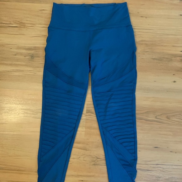 Aerie Chill Play Move Ribbed Blue Leggings - Picture 2 of 4